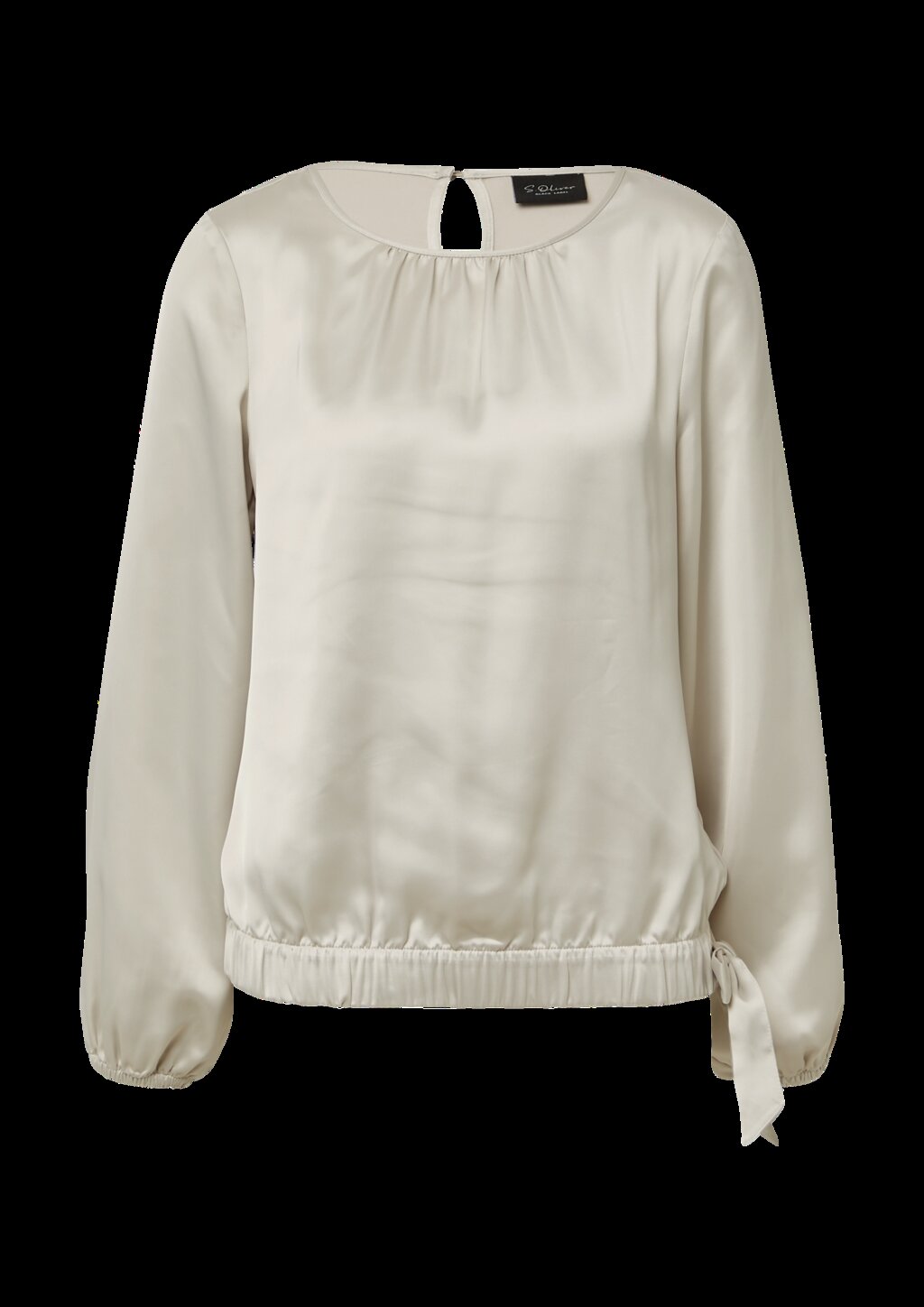 Satin-Bluse mit Binde-Detail am Saum