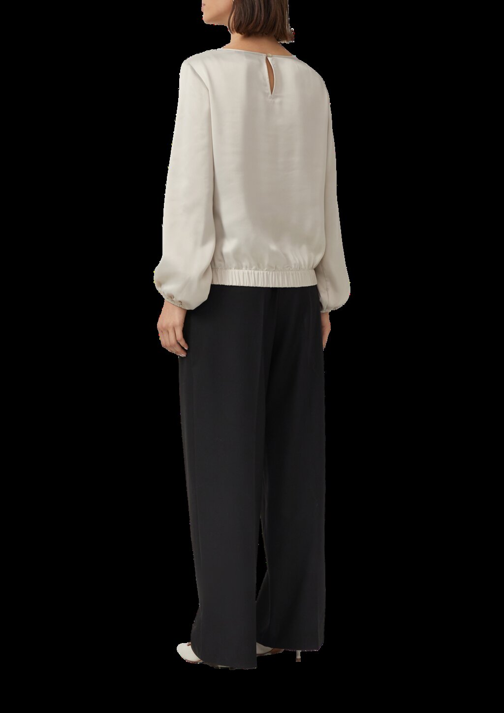 Satin-Bluse mit Binde-Detail am Saum