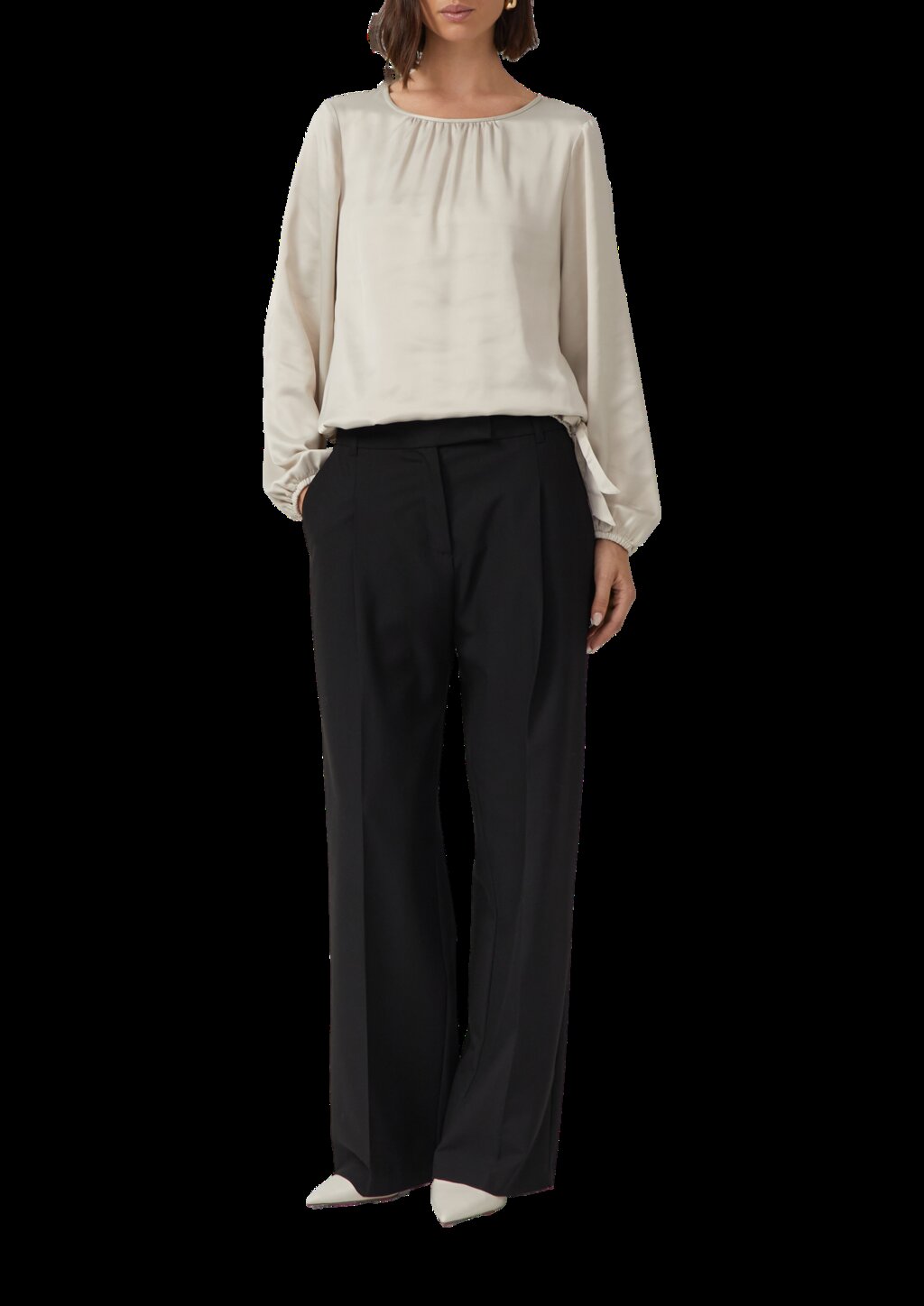 Satin-Bluse mit Binde-Detail am Saum