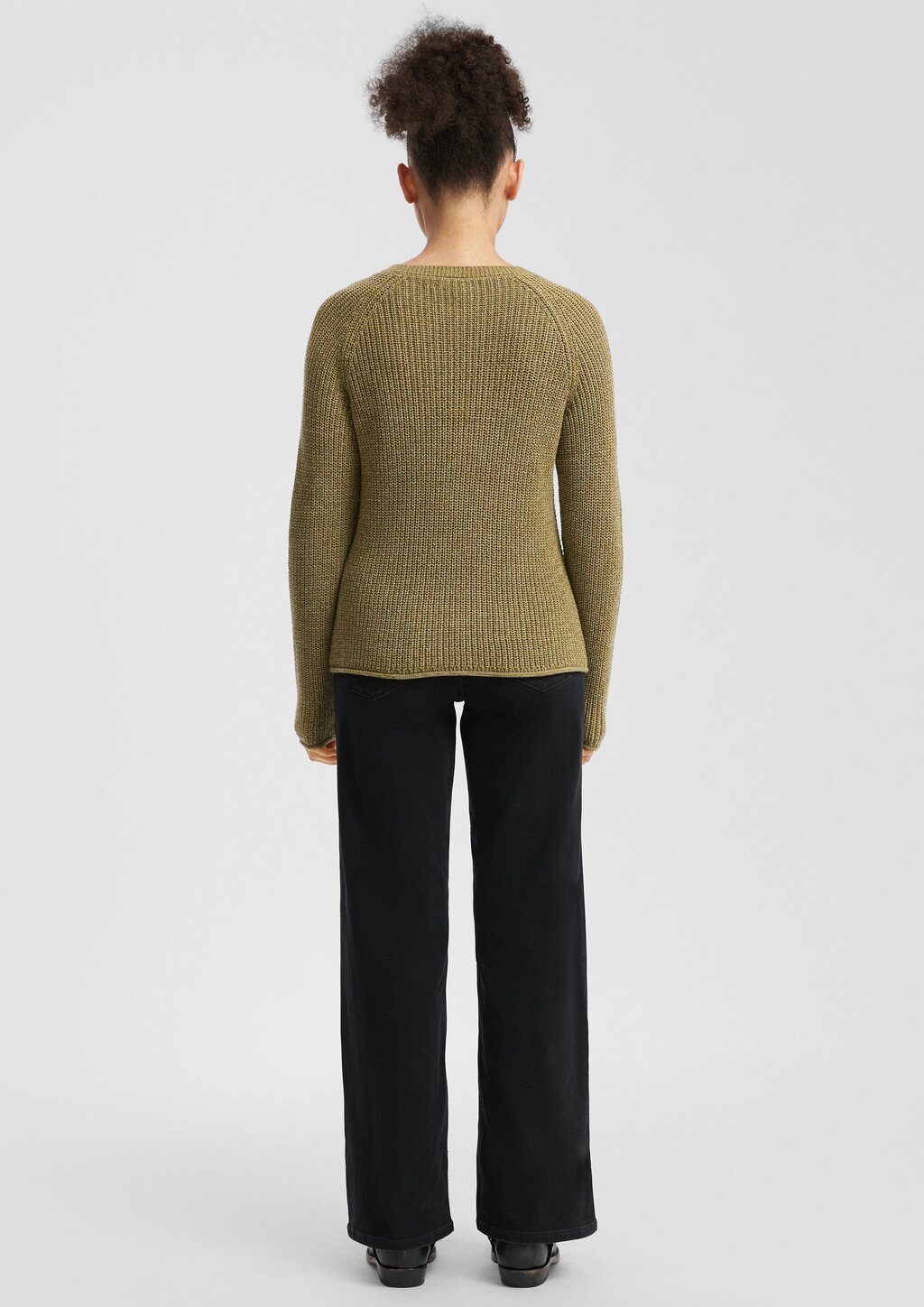 Melierter Strickpullover mit Raglanärmeln