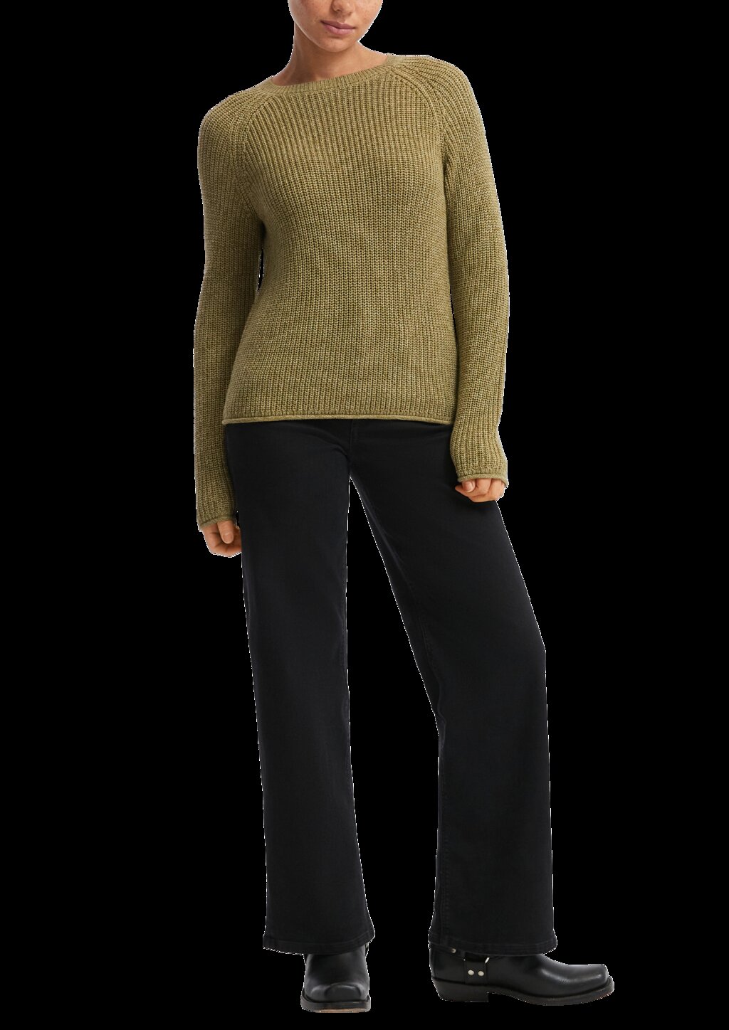 Melierter Strickpullover mit Raglanärmeln