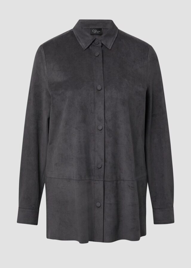 Longbluse in Veloursleder-Optik