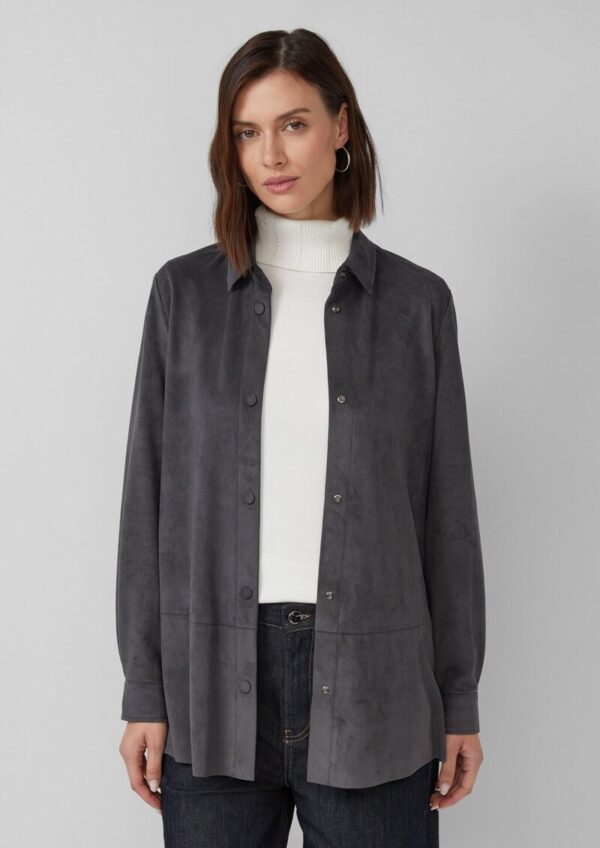 Longbluse in Veloursleder-Optik