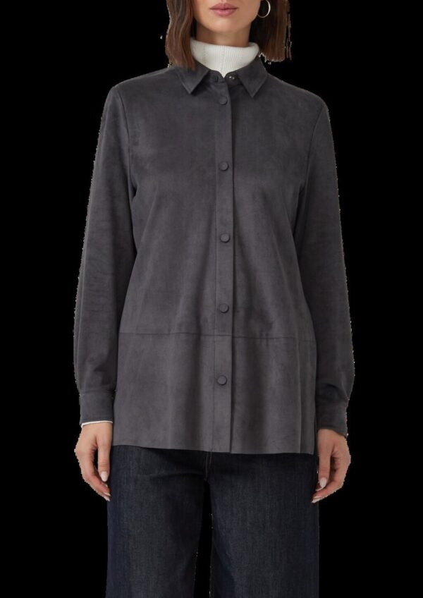 Longbluse in Veloursleder-Optik