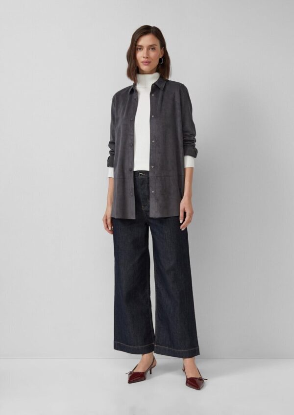 Longbluse in Veloursleder-Optik