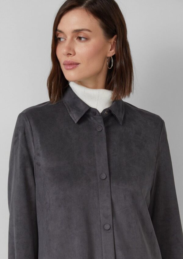 Longbluse in Veloursleder-Optik