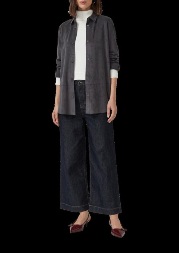 Longbluse in Veloursleder-Optik