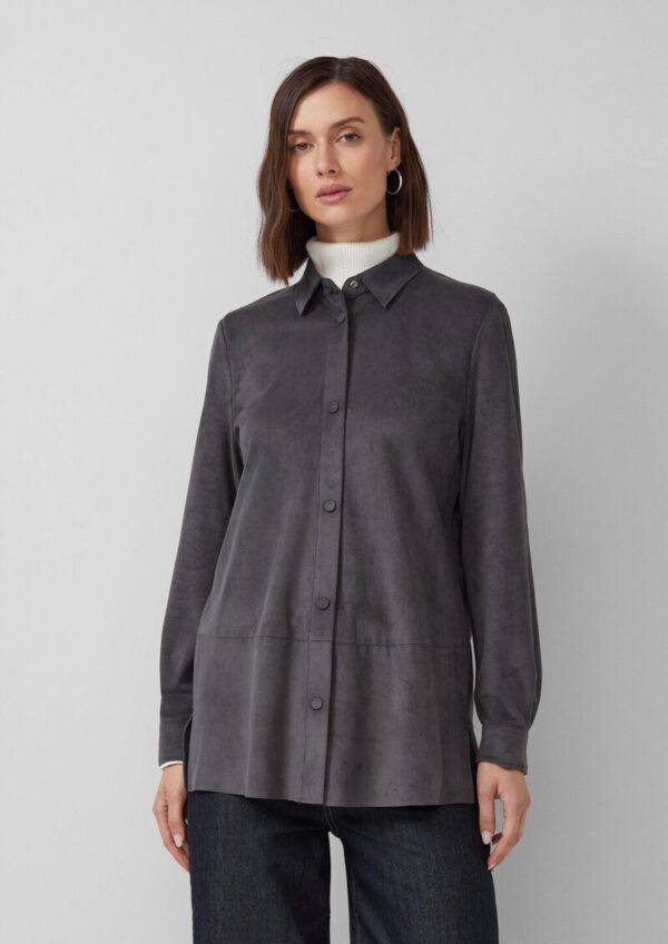 Longbluse in Veloursleder-Optik