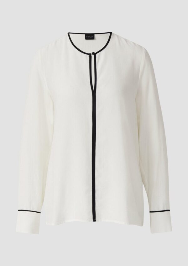 Fließende Viskose-Bluse mit Kontrast-Details