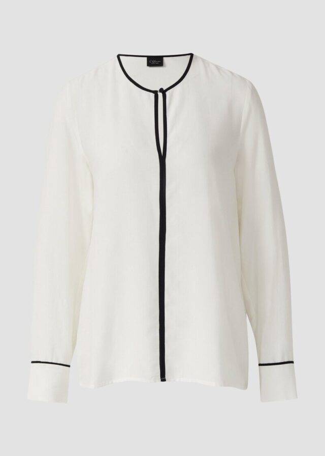 Fließende Viskose-Bluse mit Kontrast-Details