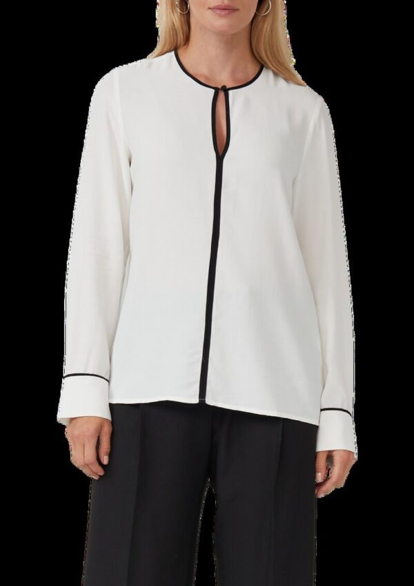 Fließende Viskose-Bluse mit Kontrast-Details