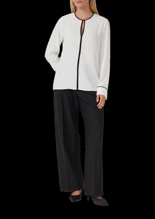 Fließende Viskose-Bluse mit Kontrast-Details