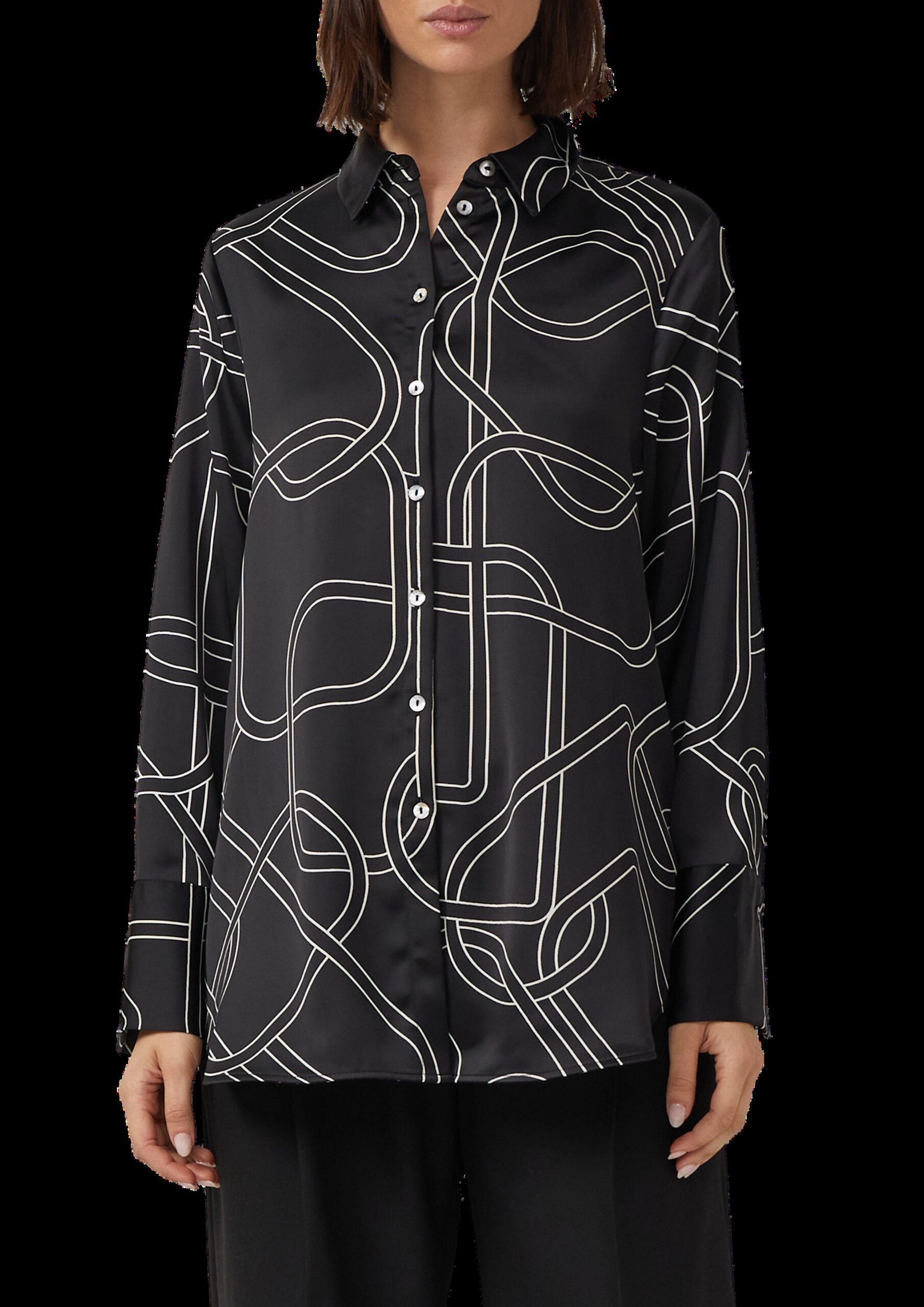 Gemusterte Longbluse aus Satin