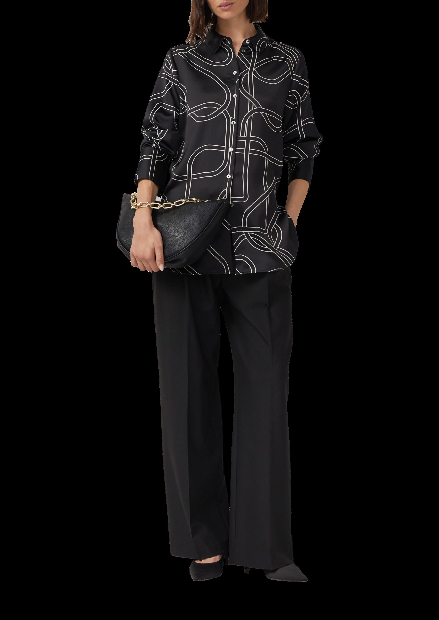 Gemusterte Longbluse aus Satin