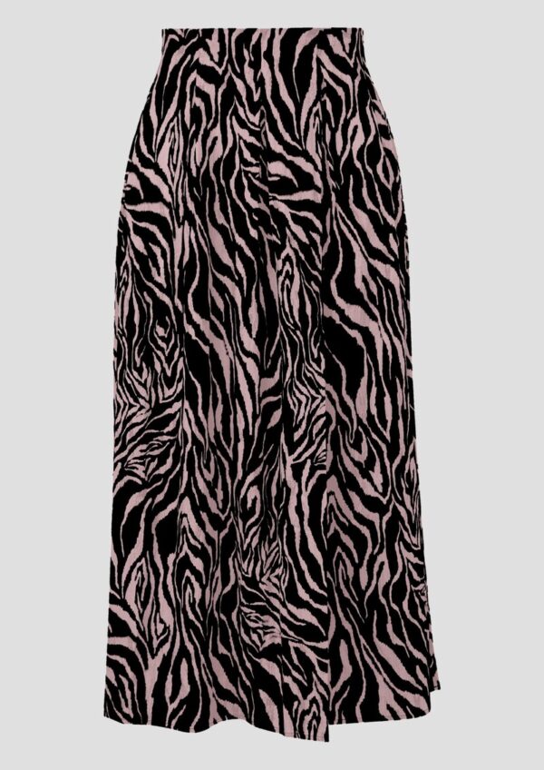 Gemusterter Midi-Rock mit Bundfalten