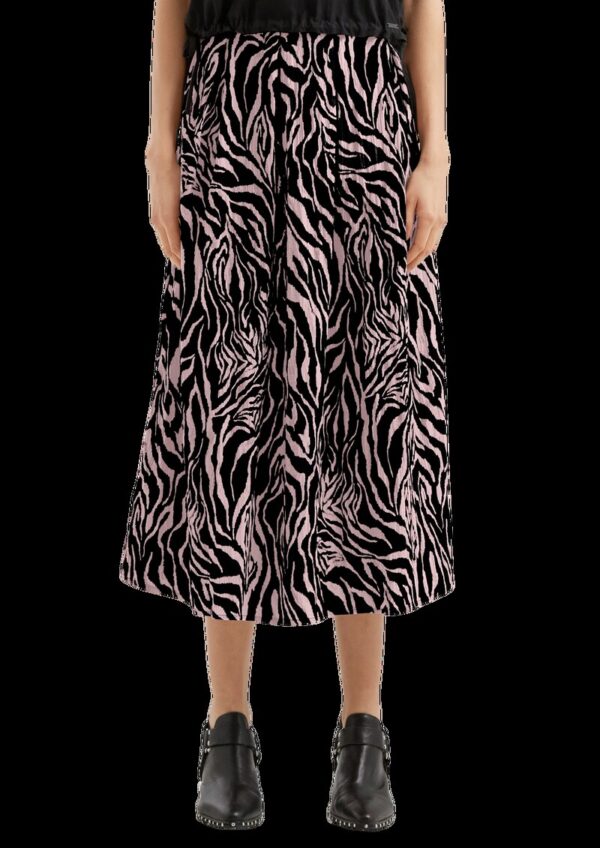 Gemusterter Midi-Rock mit Bundfalten