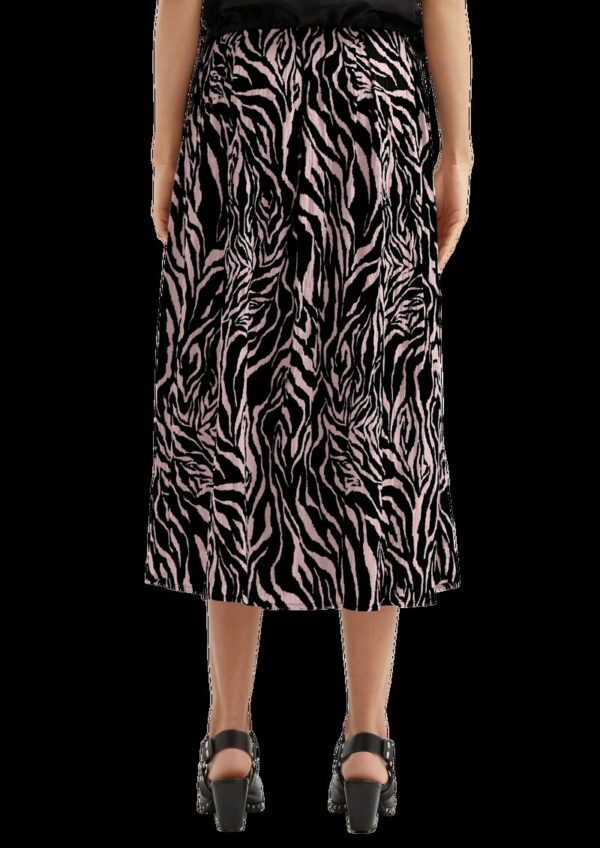 Gemusterter Midi-Rock mit Bundfalten