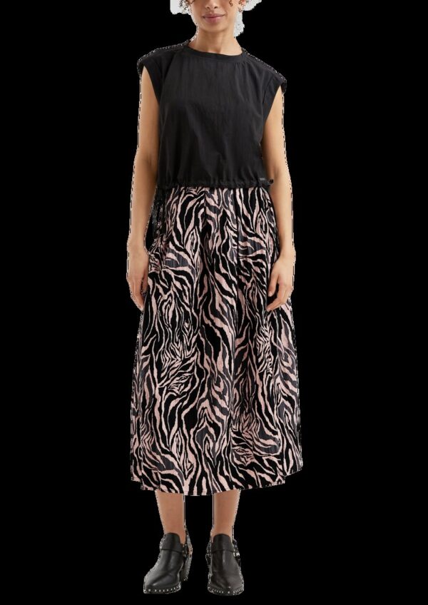 Gemusterter Midi-Rock mit Bundfalten