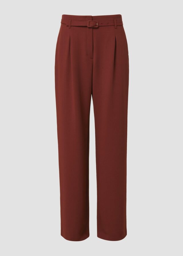 Twill-Hose mit Gürtel und High Rise