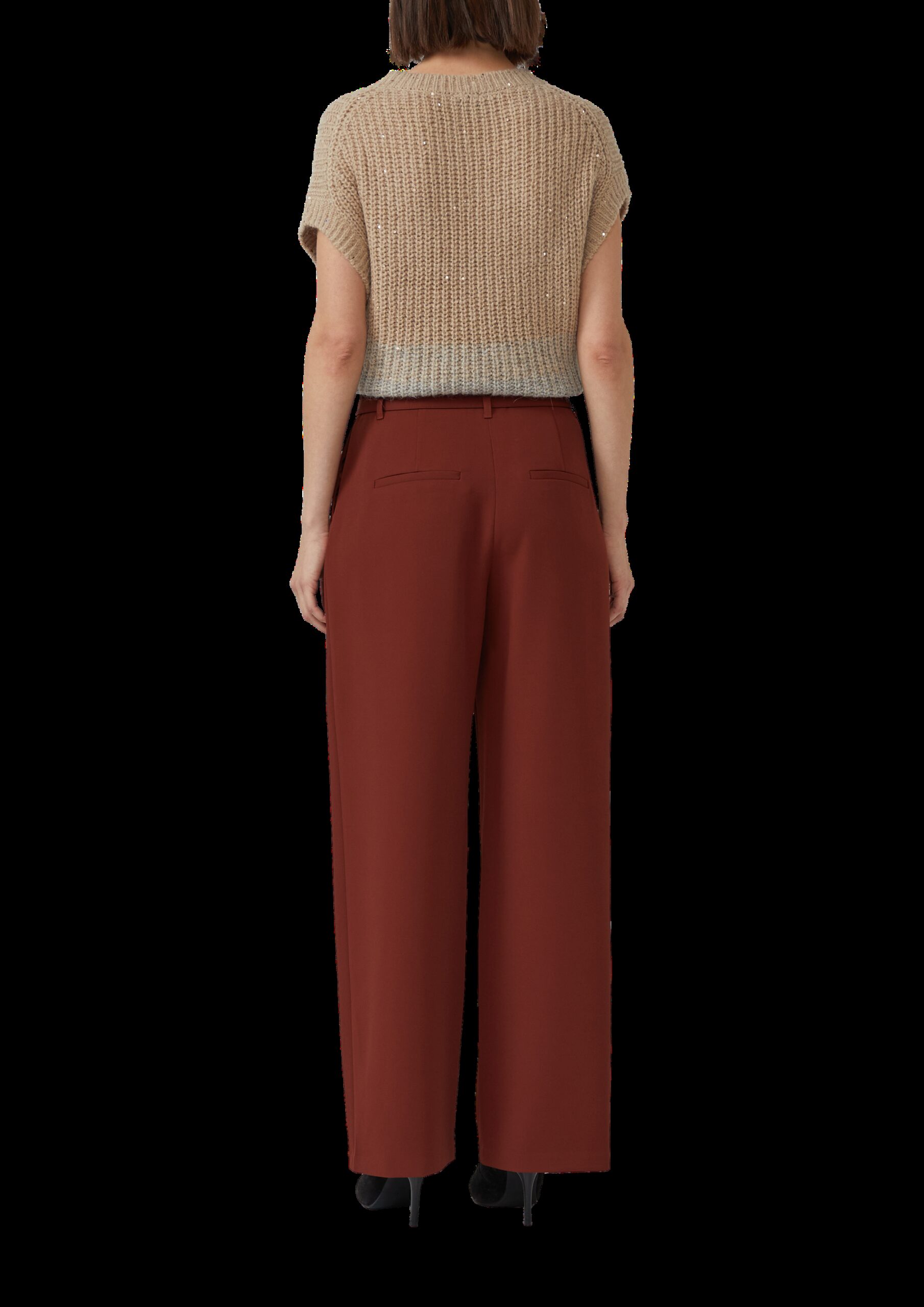 Twill-Hose mit Gürtel und High Rise