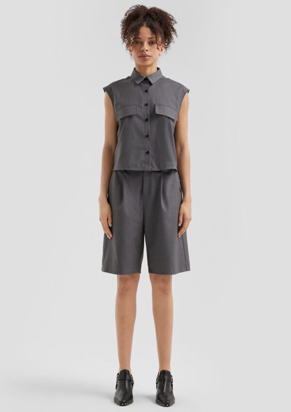 Melierte Bermuda mit Bundfalte