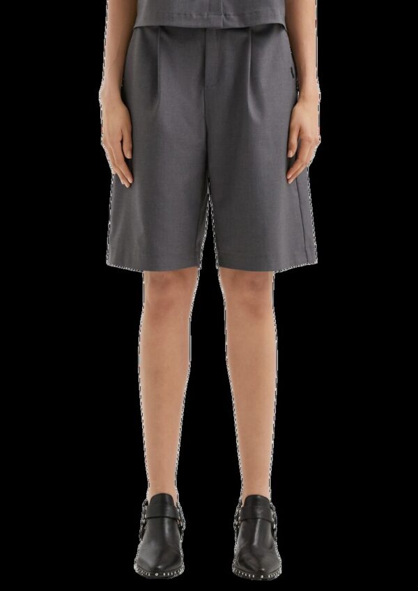 Melierte Bermuda mit Bundfalte