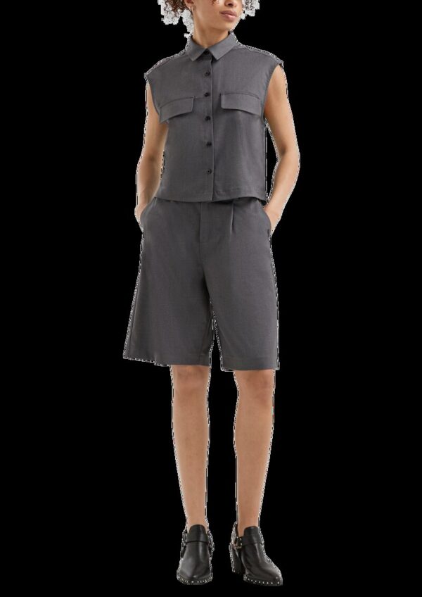 Melierte Bermuda mit Bundfalte