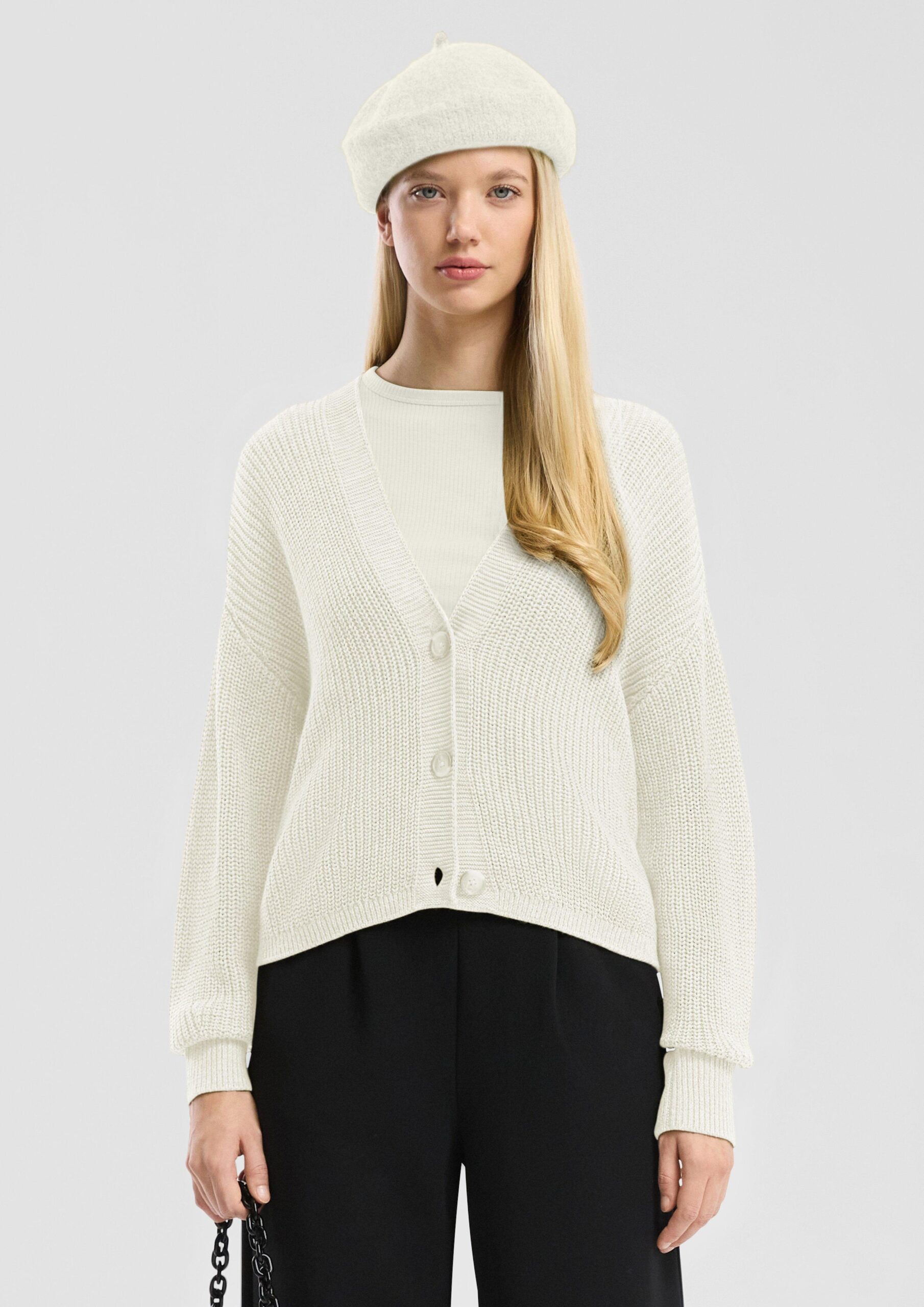 Melierte Strickjacke aus Baumwollmix