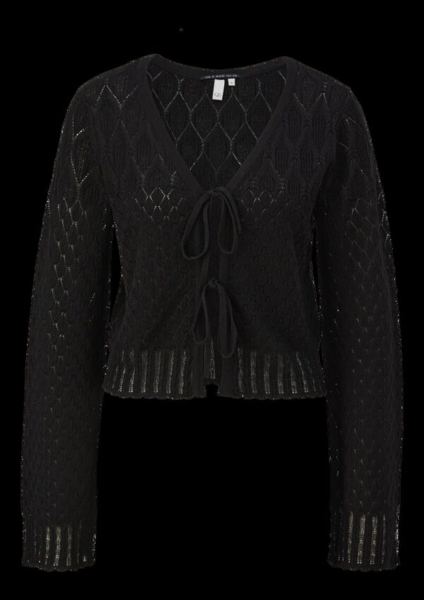 Strickjacke mit Ajourmuster und Bindedetail