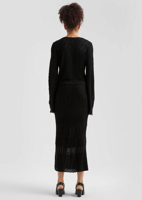 Strickjacke mit Ajourmuster und Bindedetail