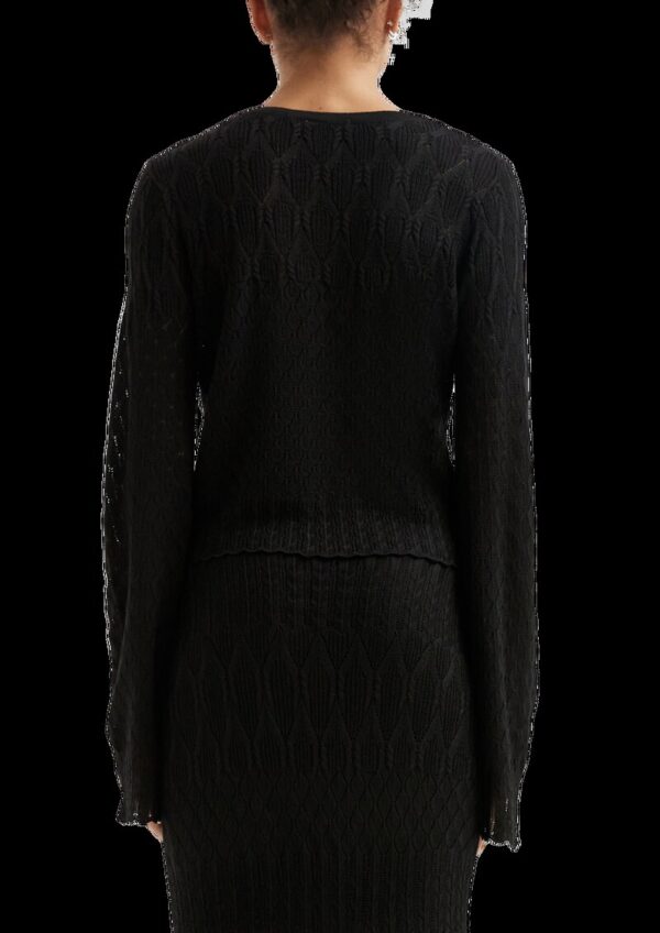 Strickjacke mit Ajourmuster und Bindedetail