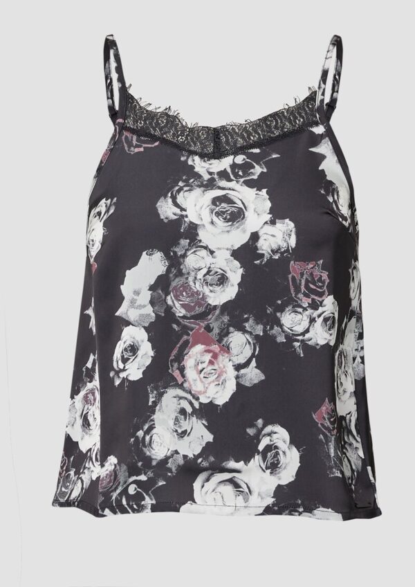 Top mit All-over-Print und Spitze am Ausschnitt