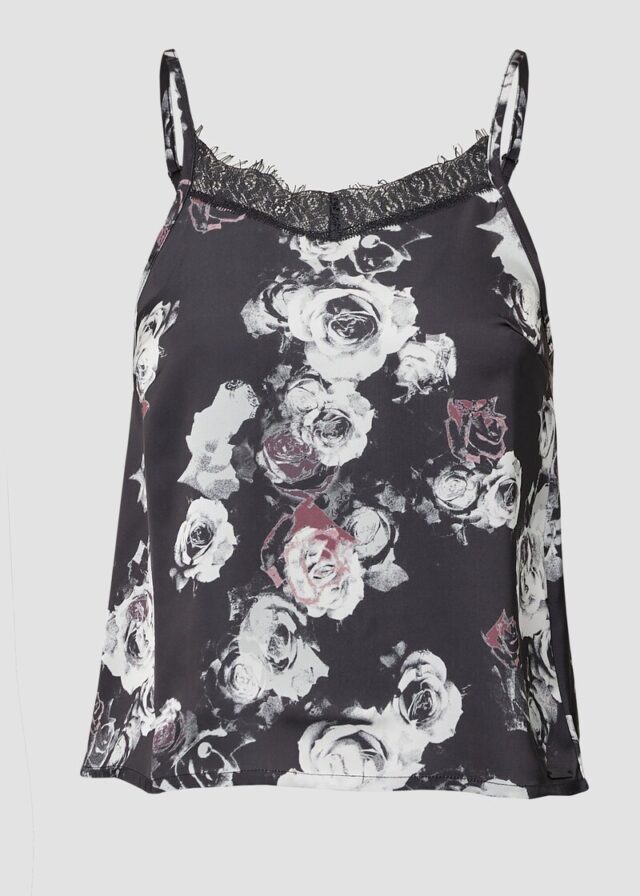 Top mit All-over-Print und Spitze am Ausschnitt