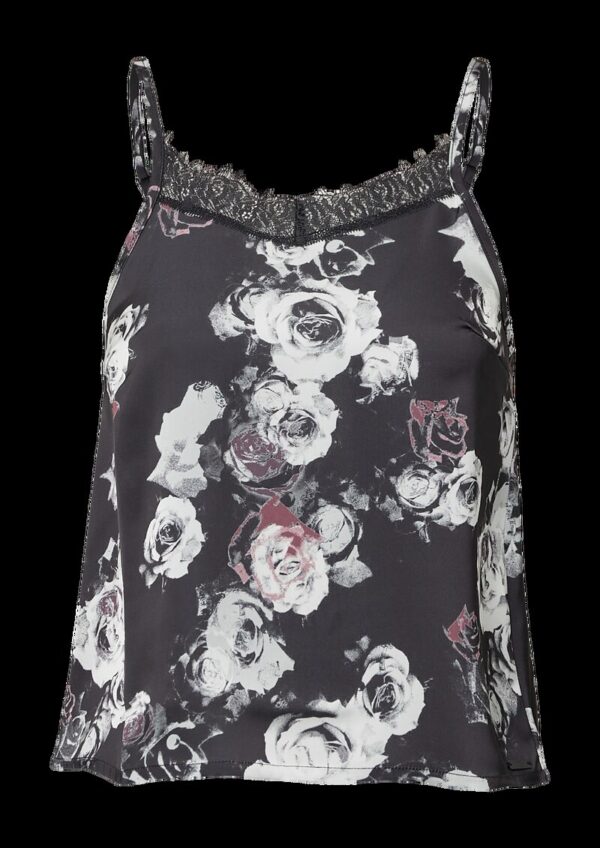Top mit All-over-Print und Spitze am Ausschnitt