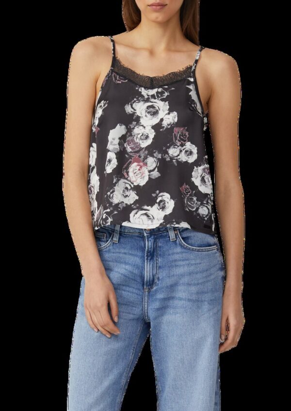 Top mit All-over-Print und Spitze am Ausschnitt