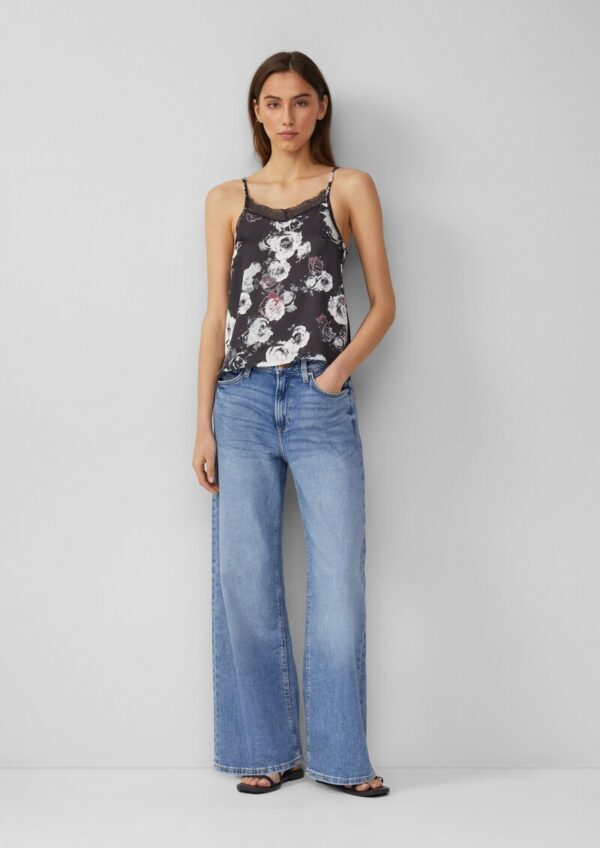 Top mit All-over-Print und Spitze am Ausschnitt