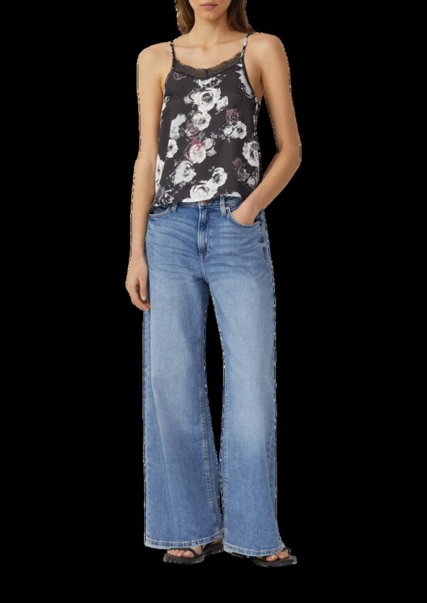 Top mit All-over-Print und Spitze am Ausschnitt