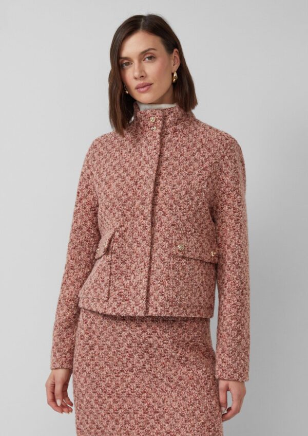 Gefütterte Bouclé-Jacke mit verdecktem Reißverschluss