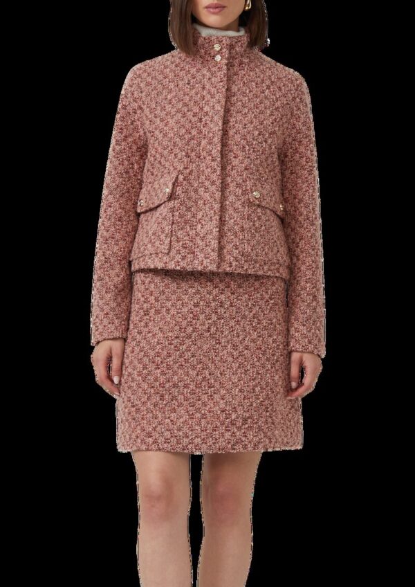 Gefütterte Bouclé-Jacke mit verdecktem Reißverschluss