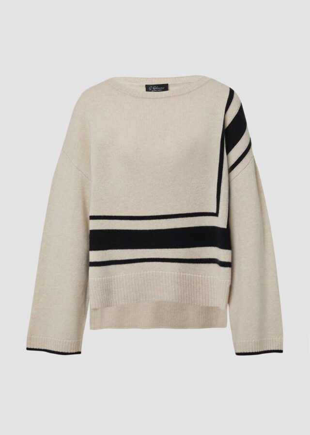 Relaxed-Fit-Pullover aus Wollmix mit Streifen-Details