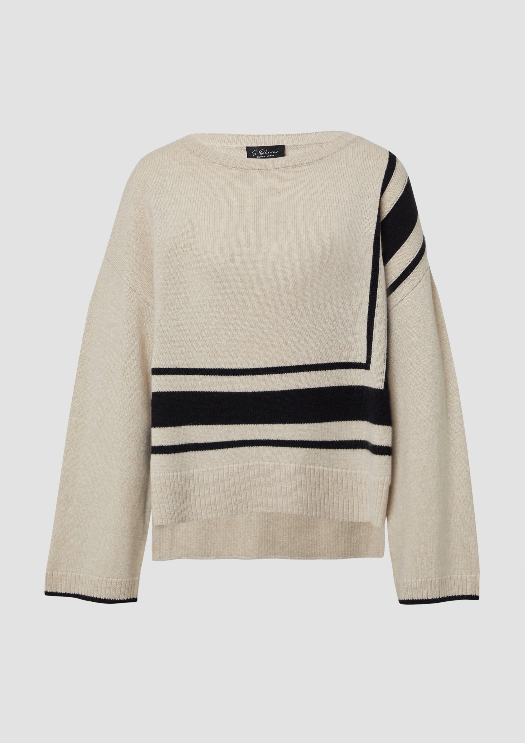 Relaxed-Fit-Pullover aus Wollmix mit Streifen-Details