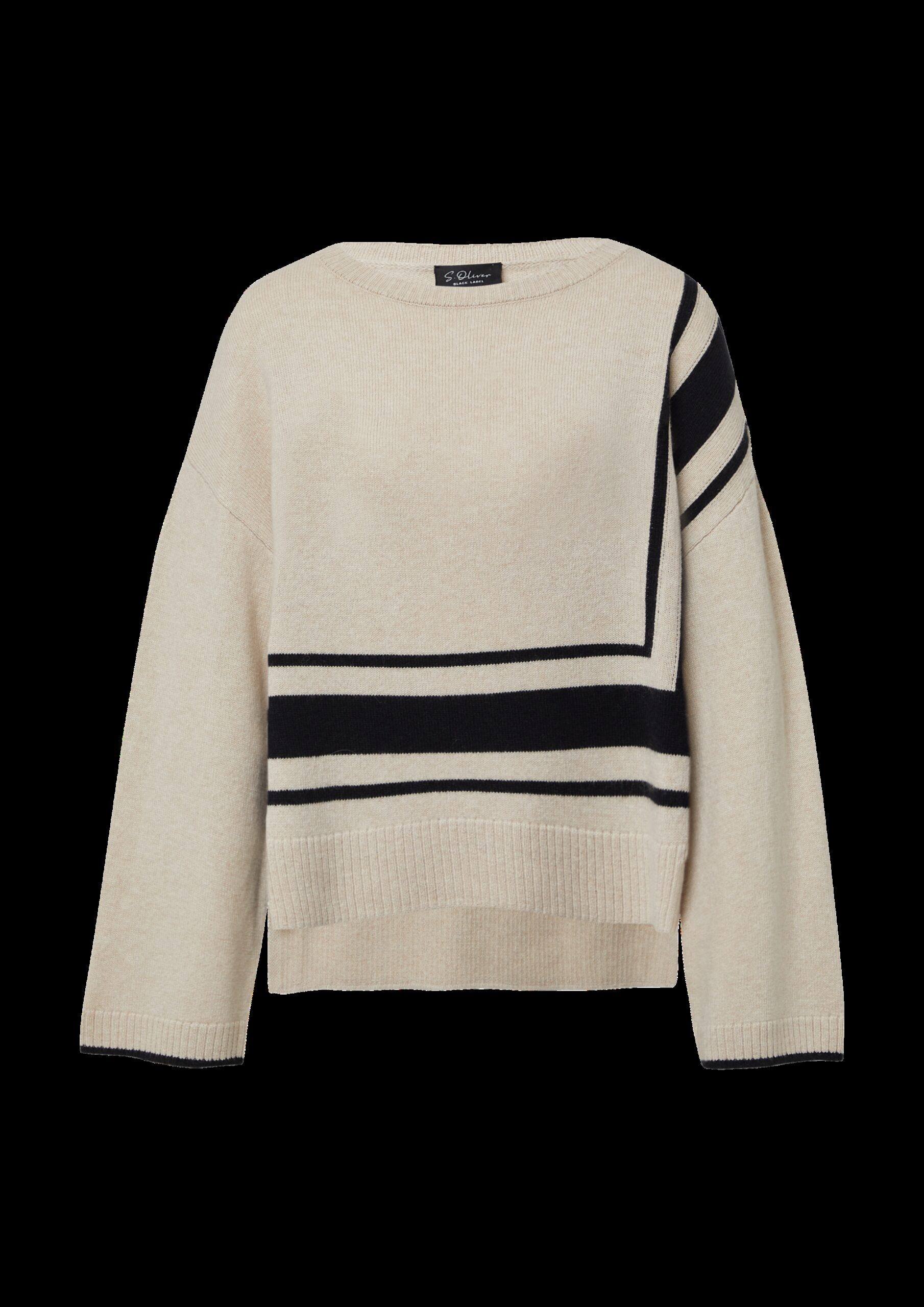 Relaxed-Fit-Pullover aus Wollmix mit Streifen-Details