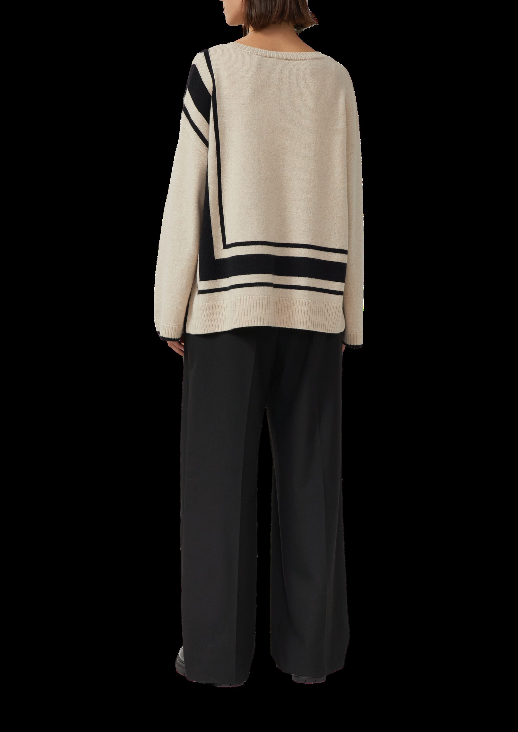 Relaxed-Fit-Pullover aus Wollmix mit Streifen-Details