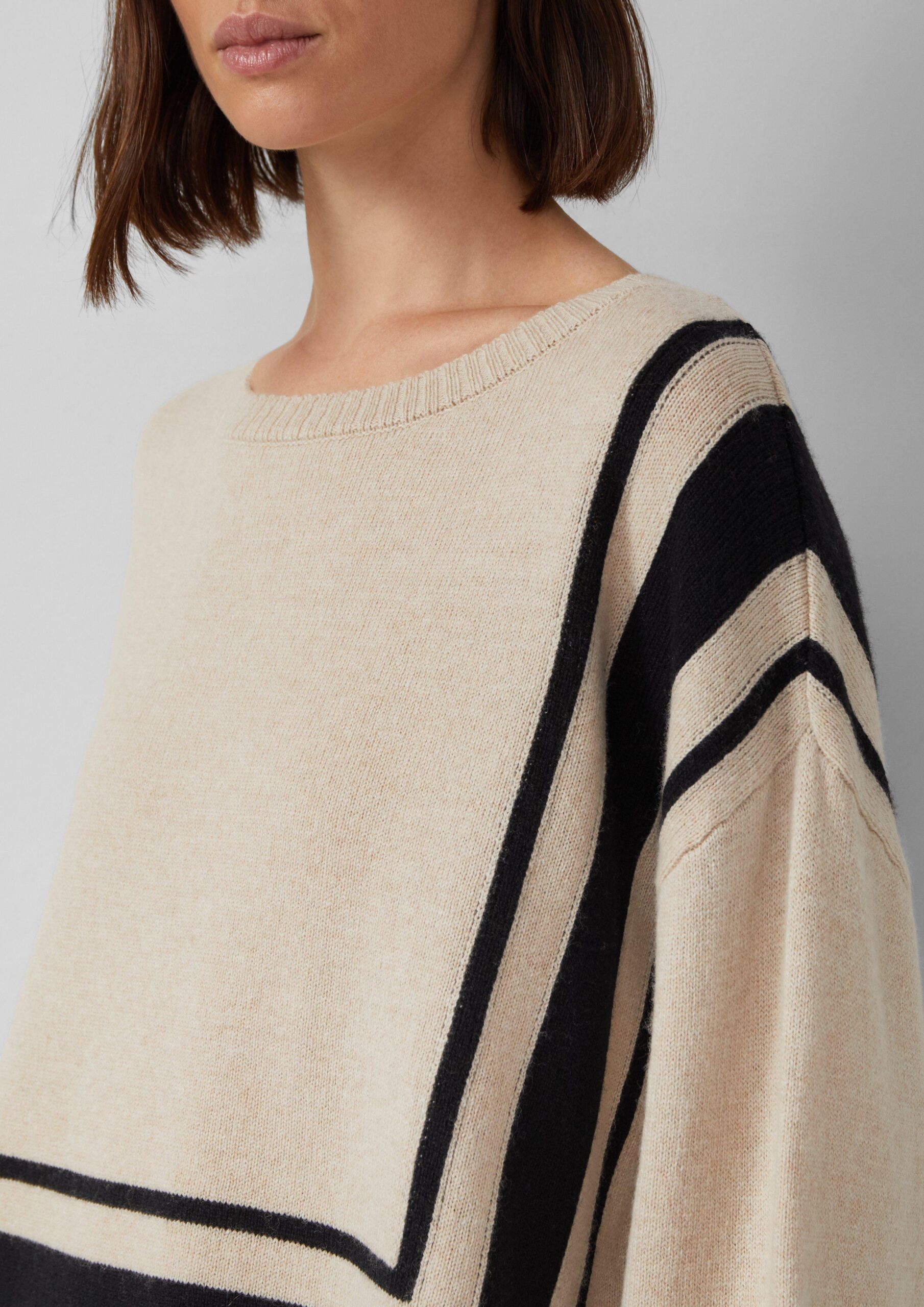 Relaxed-Fit-Pullover aus Wollmix mit Streifen-Details