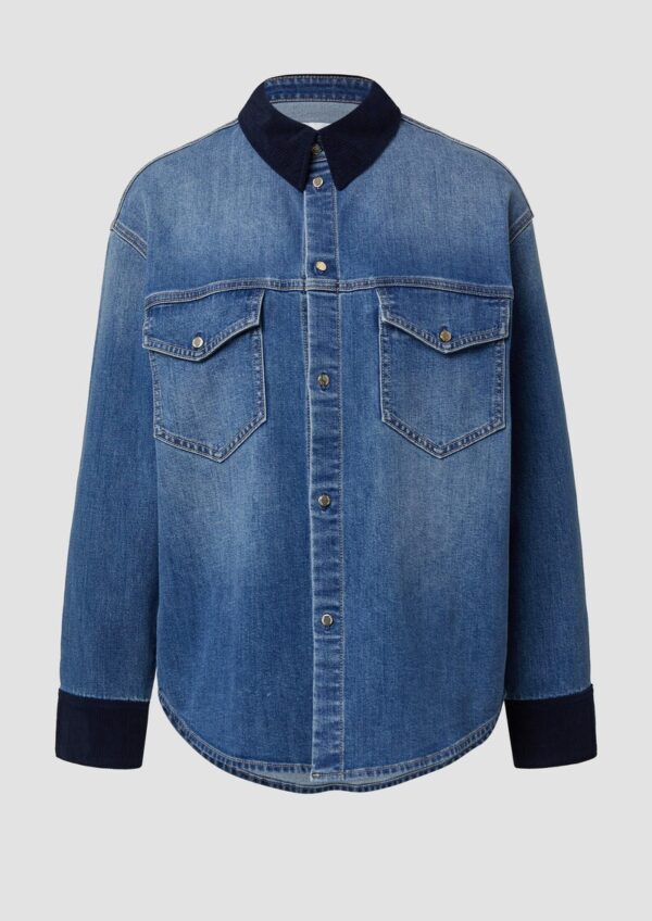 Denim-Overshirt mit Cord-Details