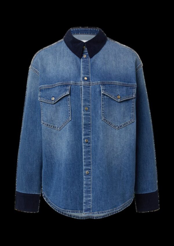 Denim-Overshirt mit Cord-Details