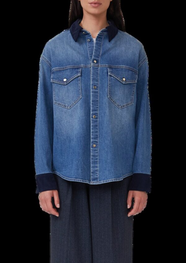 Denim-Overshirt mit Cord-Details