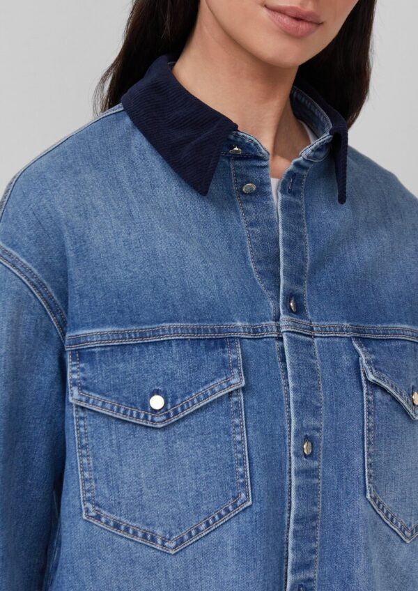 Denim-Overshirt mit Cord-Details
