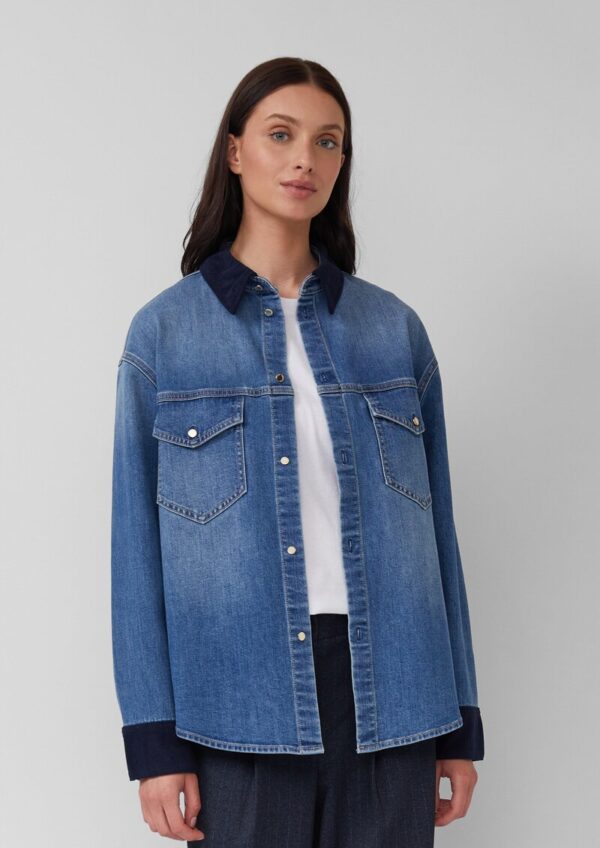 Denim-Overshirt mit Cord-Details