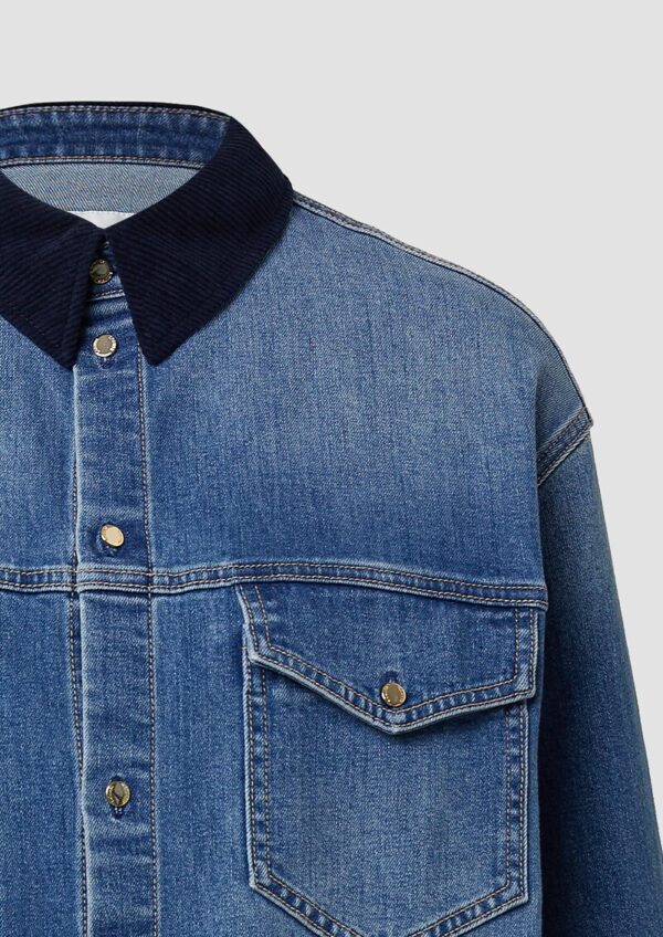 Denim-Overshirt mit Cord-Details